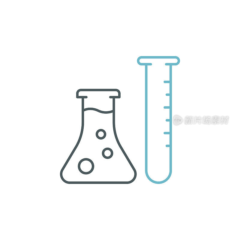 具有可编辑笔画的医学研究双色线图标设计。适用于信息图表，网页，移动应用程序，UI, UX和GUI设计。